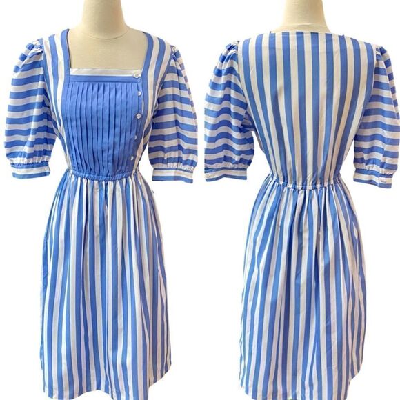 Vintage One of a Kind Handmade Cottage Core Puff Sleeve Dress - Picture 3 of 12